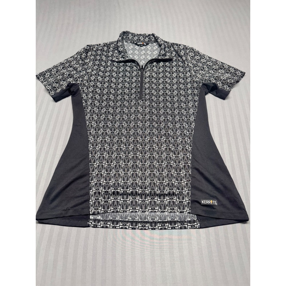 Kerrits Women Small Black White Geometric Quarter Zip Equestrian Riding Top